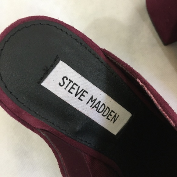 ✨Steve Madden burgundy suede heeled mules red 6.5 - Picture 7 of 7